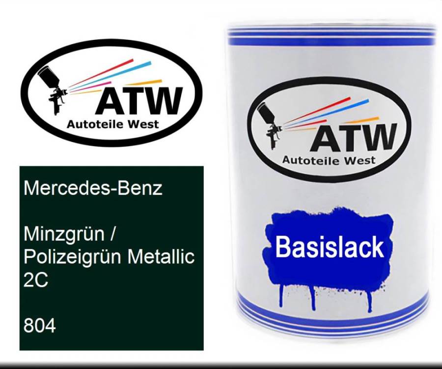 Mercedes-Benz, Minzgrün / Polizeigrün Metallic 2C, 804: 500ml Lackdose, von ATW Autoteile West.